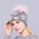 Real mink pom poms wool rabbit fur knitted hat Skullies winter 2020 Winter Collection