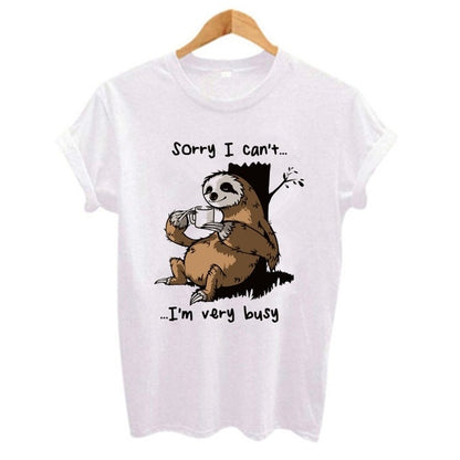 Cartoon Sloth Print Women T-Shirt 2019