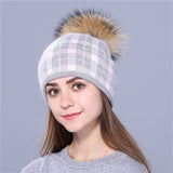 Real mink pom poms wool rabbit fur knitted hat Skullies winter 2020 Winter Collection