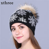 Real mink pom poms wool rabbit fur knitted hat Skullies winter 2020 Winter Collection