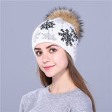 Real mink pom poms wool rabbit fur knitted hat Skullies winter 2020 Winter Collection