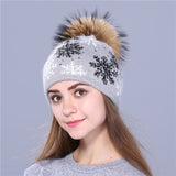 Real mink pom poms wool rabbit fur knitted hat Skullies winter 2020 Winter Collection