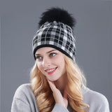 Real mink pom poms wool rabbit fur knitted hat Skullies winter 2020 Winter Collection