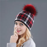 Real mink pom poms wool rabbit fur knitted hat Skullies winter 2020 Winter Collection