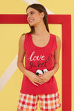 Red Love Is Sweet The Sleeping Panda Shorts Set Cotton Women Pajama Sets