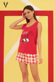 Red Love Is Sweet The Sleeping Panda Shorts Set Cotton Women Pajama Sets